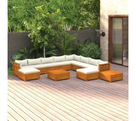 Set mobilier grădină cu perne, 12 piese, lemn masiv de acacia
