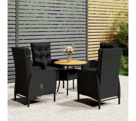 Set mobilier bistro de grădină, 5 piese, negru, poliratan