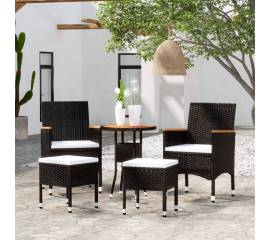 Set mobilier de grădină, 5 piese, negru, poliratan