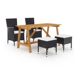 Set mobilier de grădină, 5 piese, negru