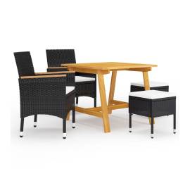 Set mobilier de grădină, 5 piese, negru