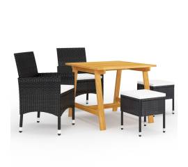 Set mobilier de grădină, 5 piese, negru