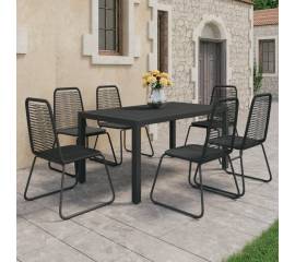 Set mobilier de grădină, 7 piese, negru, ratan pvc