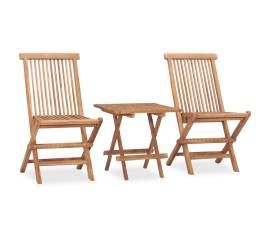 Set mobilier de exterior pliabil, 3 piese, lemn masiv tec