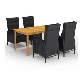 Set mobilier de grădină, 5 piese, negru