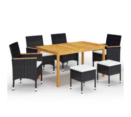 Set mobilier de grădină, 7 piese, negru