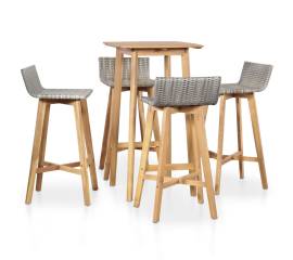 Set mobilier de exterior, 5 piese, lemn masiv de acacia