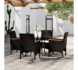 Set de mobilier pentru grădină, 5 piese, negru, poliratan