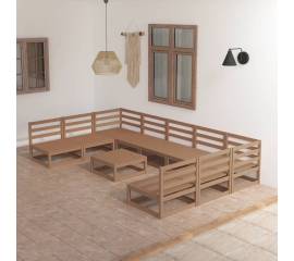 Set mobilier de grădină, 10 piese, lemn masiv pin