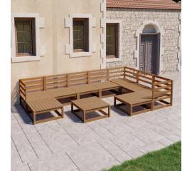 Set mobilier de grădină, 10 piese, maro miere, lemn masiv pin