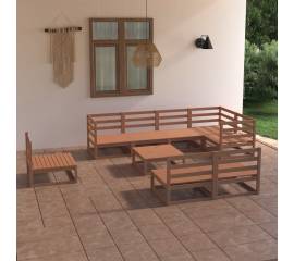 Set mobilier de grădină, 9 piese, maro miere, lemn masiv de pin