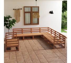 Set mobilier de grădină, 9 piese, maro miere, lemn masiv pin