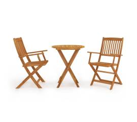 Set mobilier bistro pliabil, 3 piese, lemn masiv de acacia