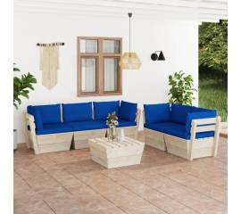 Set mobilier grădină din paleți, 6 piese, cu perne, lemn molid