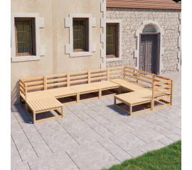 Set mobilier de grădină, 9 piese, lemn masiv de pin