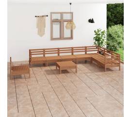 Set mobilier de grădină, 9 piese, maro miere, lemn masiv de pin