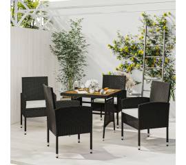 Set mobilier de exterior, 5 piese, negru, poliratan