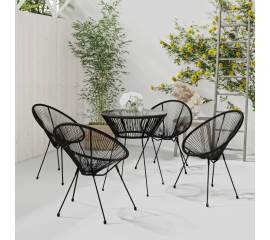 Set mobilier de exterior, 5 piese, negru, ratan pvc