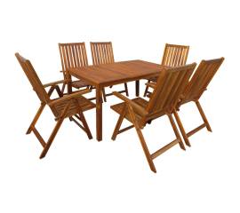 Set mobilier de exterior, 7 piese, lemn masiv de acacia