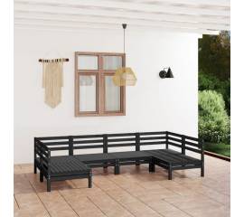 Set mobilier de grădină, 6 piese, negru, lemn masiv de pin