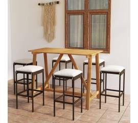 Set mobilier de bar de gradină cu perne , 7 piese , maro