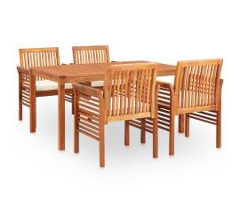 Set mobilier de exterior cu perne 5 piese lemn masiv de acacia