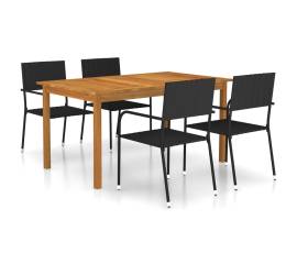 Set mobilier de grădină, 5 piese, negru