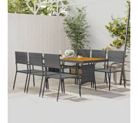 Set de mobilier de exterior, 7 piese, gri, poliratan