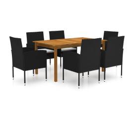 Set mobilier de grădină, 7 piese, negru