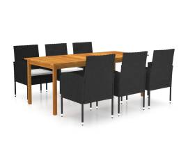 Set mobilier de grădină, 7 piese, negru