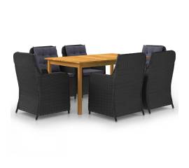 Set mobilier pentru grădină, 7 piese, negru