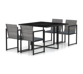 Set mobilier de exterior cu perne, 5 piese, gri, poliratan