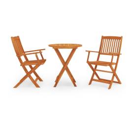 Set mobilier de exterior pliabil, 3 piese, lemn masiv eucalipt