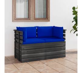 Canapea grădină din paleți cu perne, 2 locuri, lemn masiv pin