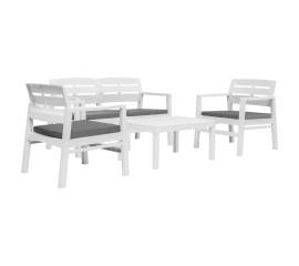 Set mobilier de exterior, 4 piese, alb, plastic