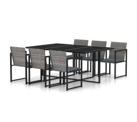 Set mobilier de exterior cu perne, 7 piese, gri, poliratan