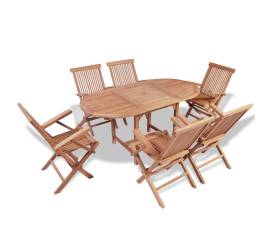 Set mobilier de exterior desigilat, 7 piese, lemn masiv de tec