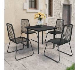 Set mobilier de grădină, 5 piese, negru, ratan pvc