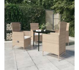 Set de mobilier pentru grădină cu perne, 5 piese, bej