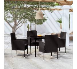 Set de mobilier pentru grădină, 5 piese, negru