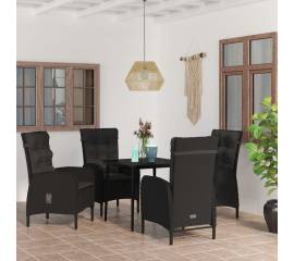 Set mobilier de grădină cu perne, 5 piese, negru