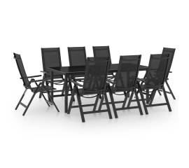 Set mobilier de grădină, 9 piese, antracit, aluminiu