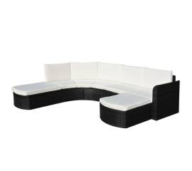 Set mobilier de grădină cu perne, 4 piese, negru, poliratan