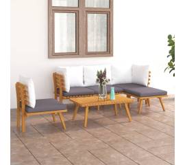 Set mobilier de grădină cu perne, 6 piese, lemn masiv acacia