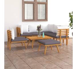 Set mobilier de grădină cu perne, 8 piese, lemn masiv acacia