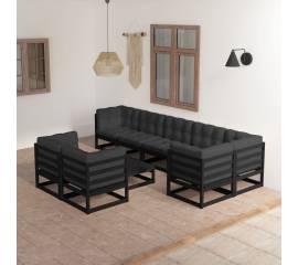 Set mobilier grădină cu perne, 9 piese, lemn masiv pin