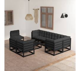 Set mobilier grădină cu perne, 9 piese, lemn masiv pin