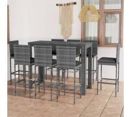 Set mobilier bar exterior cu perne antracit, 9 piese, poliratan