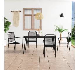 Set mobilier de grădină 5 piese negru sfoară de bumbac și oțel