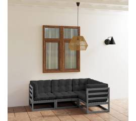 Set mobilier de grădină cu perne, 4 piese, lemn masiv de pin